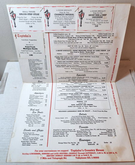 Topinkas Country House - Menu (newer photo)